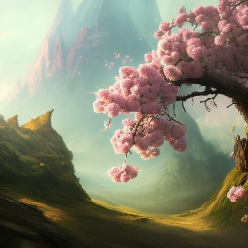 Fantastical Sakura Fox Matte Painting