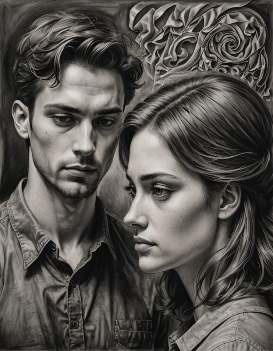 Pensive Young Man: Charcoal Drawing of Remembrance