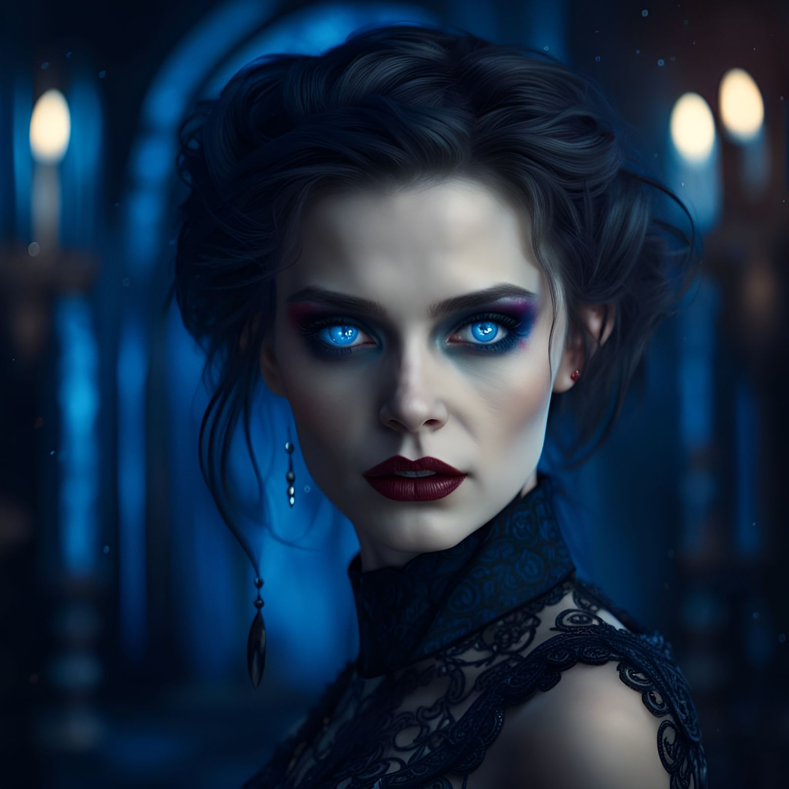 Beautiful Vampire Portrait in Gothic Style
