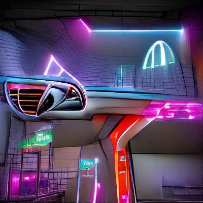 Neon Cityscape at Night in Cyberpunk Style