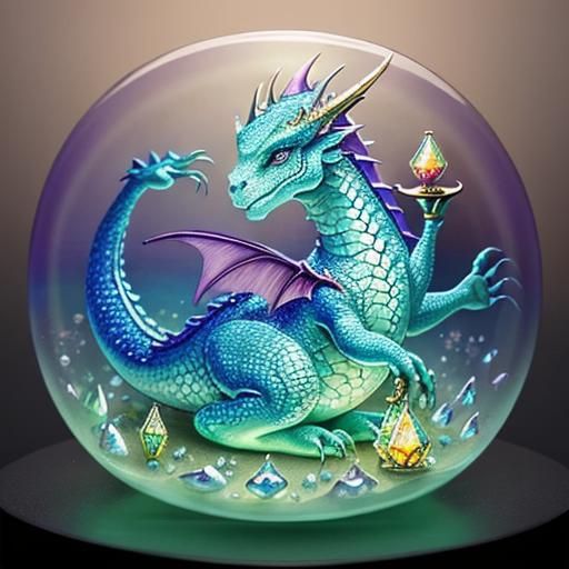 Baby Dragon in Glass Jewelry Box: Whimsical Art