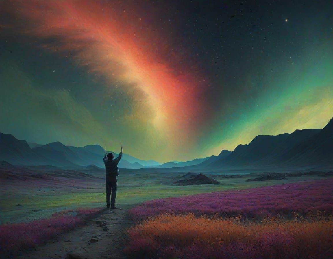 Aurora Borealis in Vibrant, Dreamy Abstraction