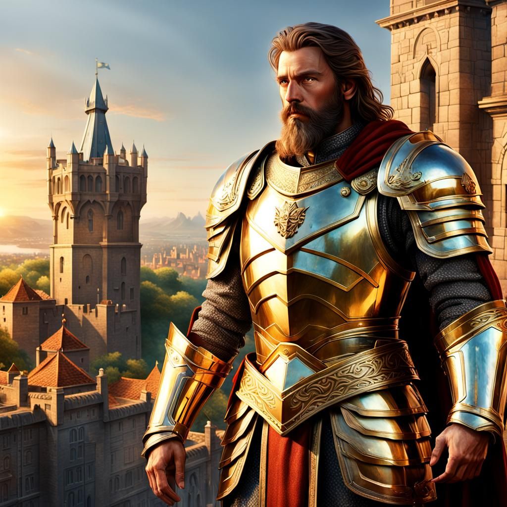 Knight in Shining Armor Digital Art Portrait