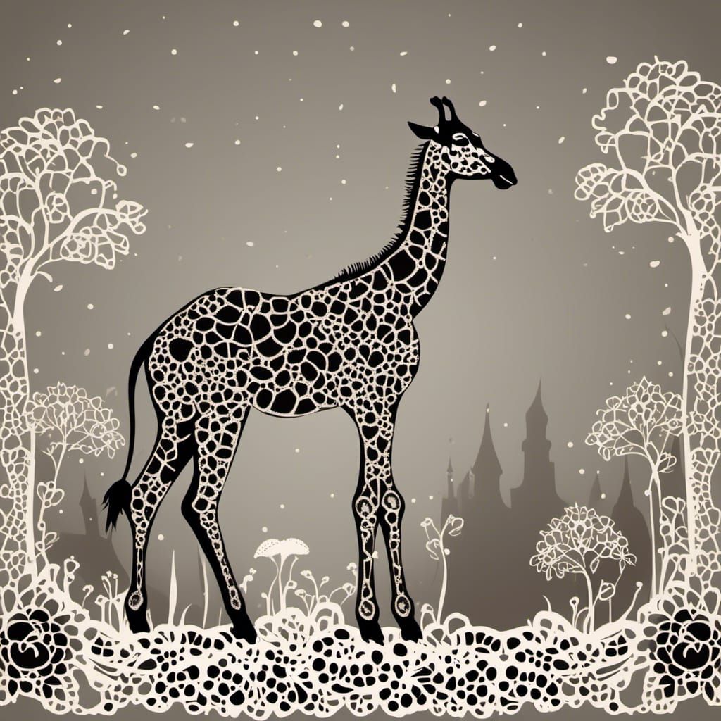 Lace Giraffe Silhouette: An Elegant AI Creation