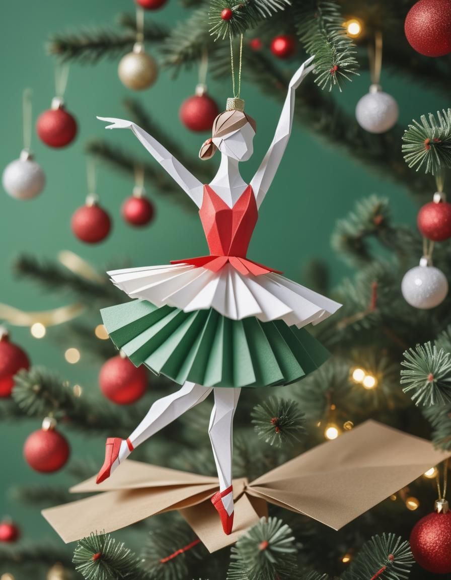 Elegant Ballerina Christmas Decoration in Origami Style