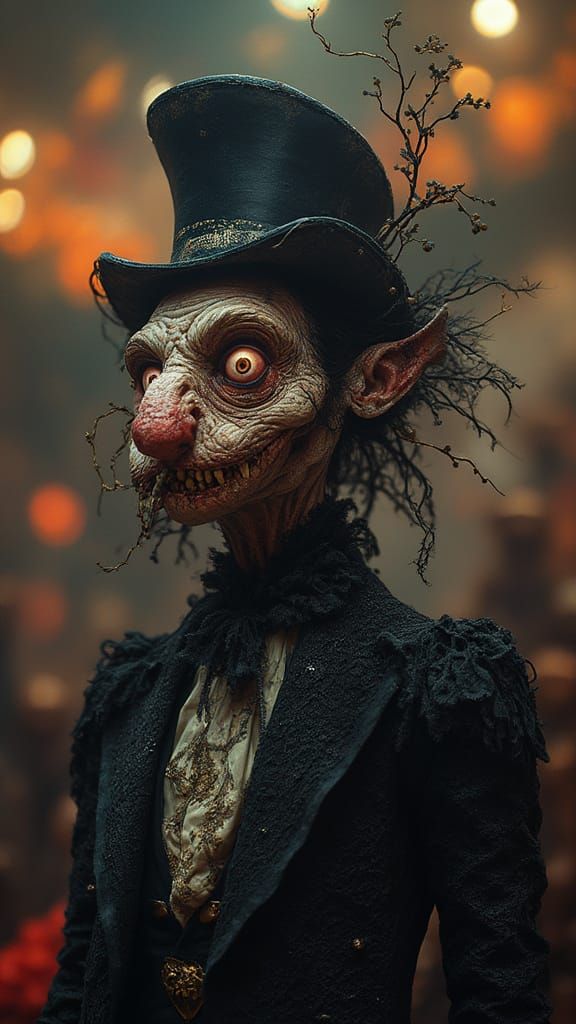 Gothic Ringmaster in Maximalist Circus Spectacle