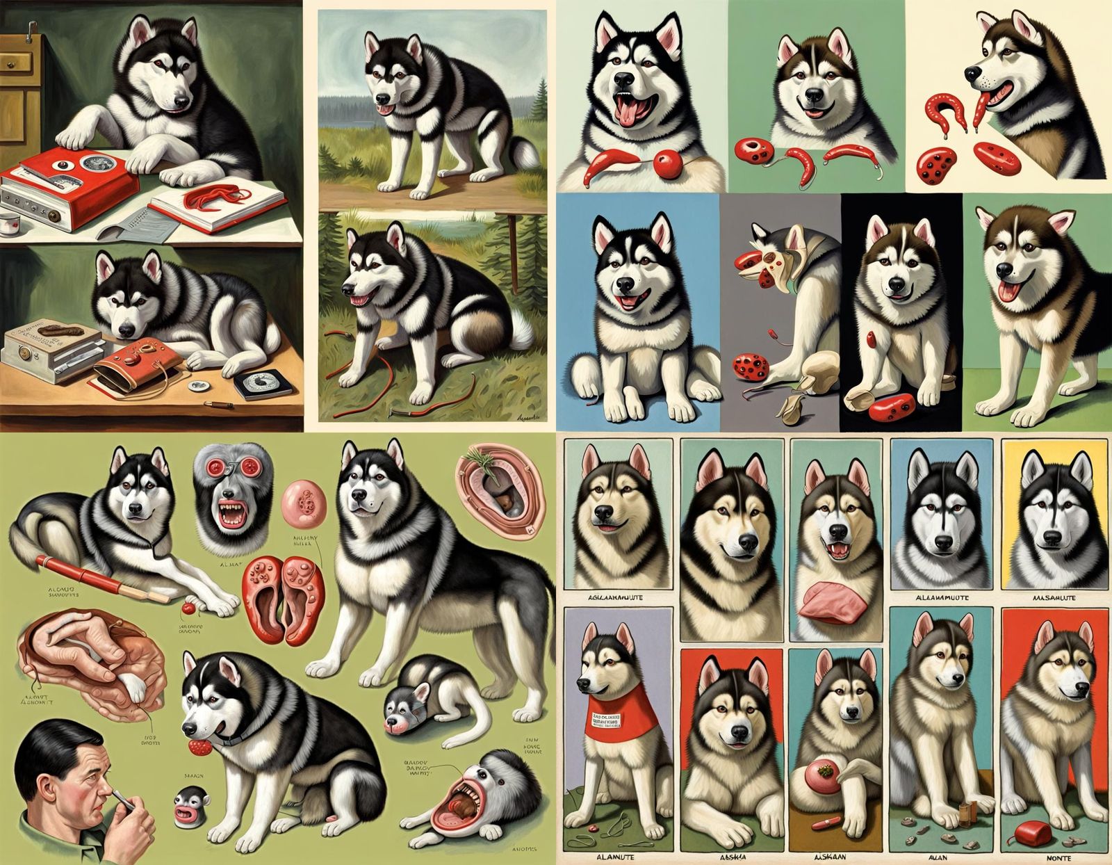 Ladybird Book Style Bizarre Alaskan Malamute