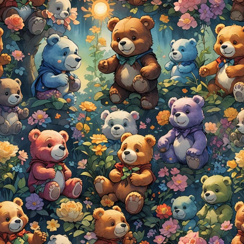 Radicalized Care Bear in Watercolor Concept Art