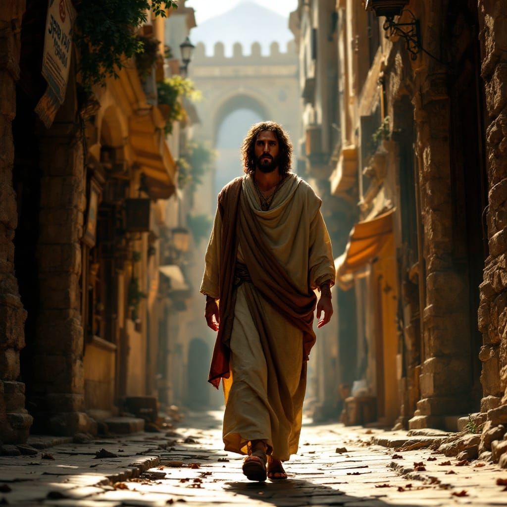 Jesus Walks Through Ancient Jewish City Streets