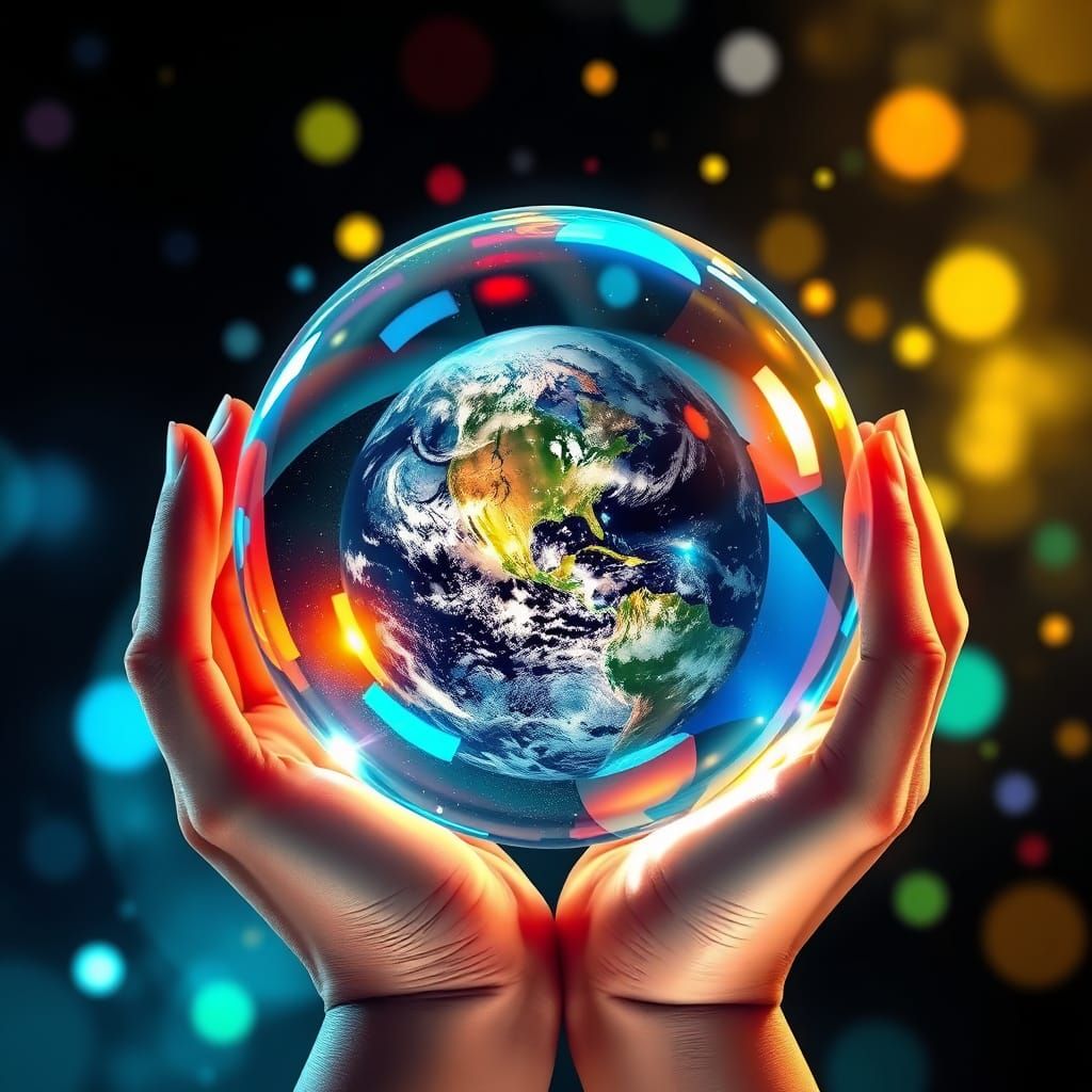 Earth in Crystal Ball: Fantasy Realism Digital Art