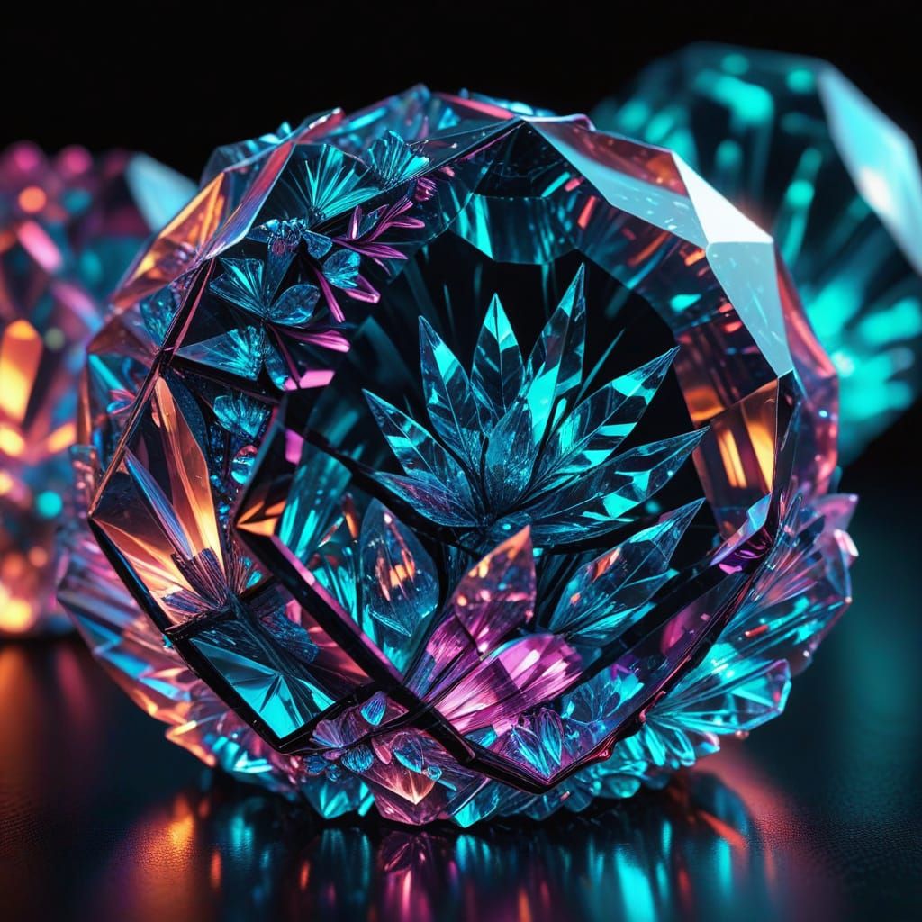 Neon Crystal Jewelry in Crystal Art Style