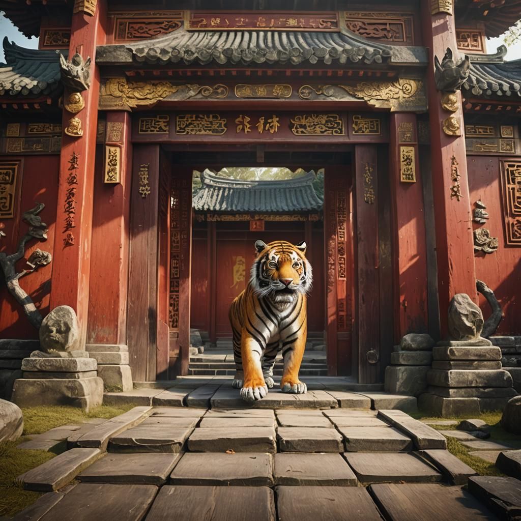 Shaolin Temple Entrance in Chinese Ink Painting