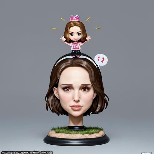 Caricatured Natalie Portman in bobblehead form.