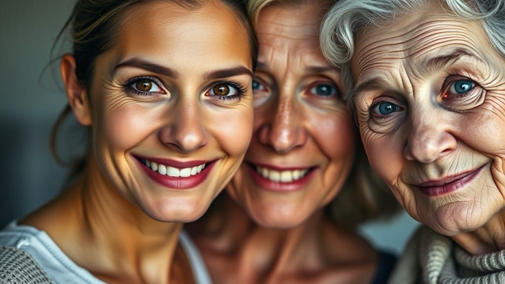Three Generations of Women Share a Warm Moment in Close-Up P...