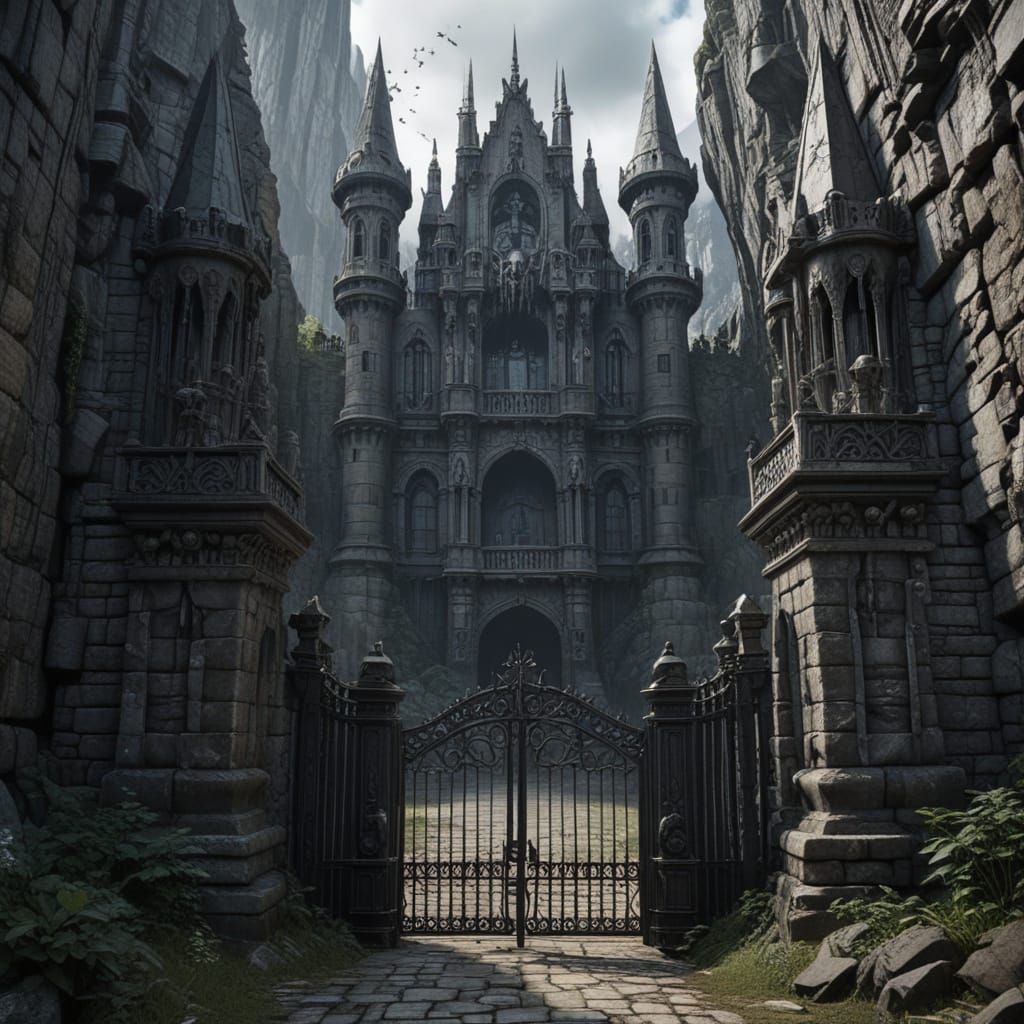 Surreal Castle in the Style of Dark Fantasy