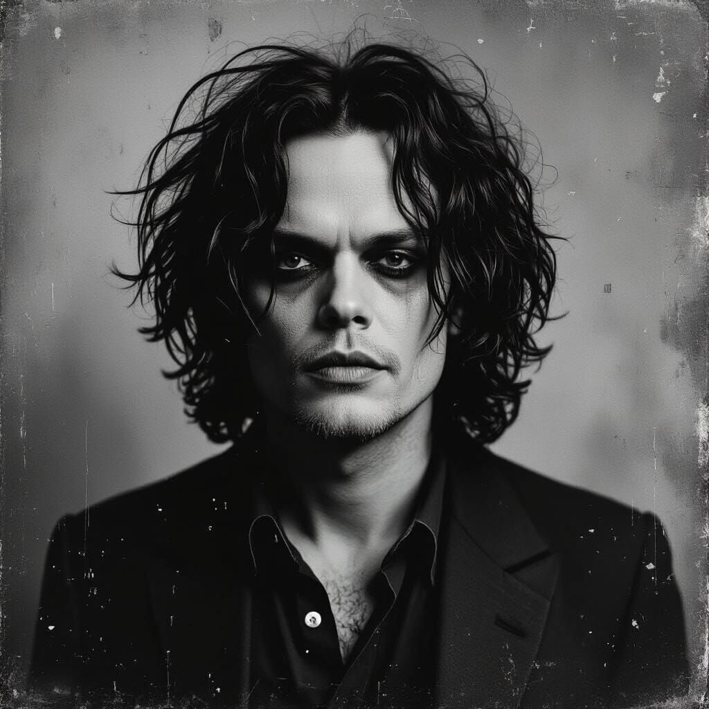 Antique Black and White Portrait in Grunge Art Style