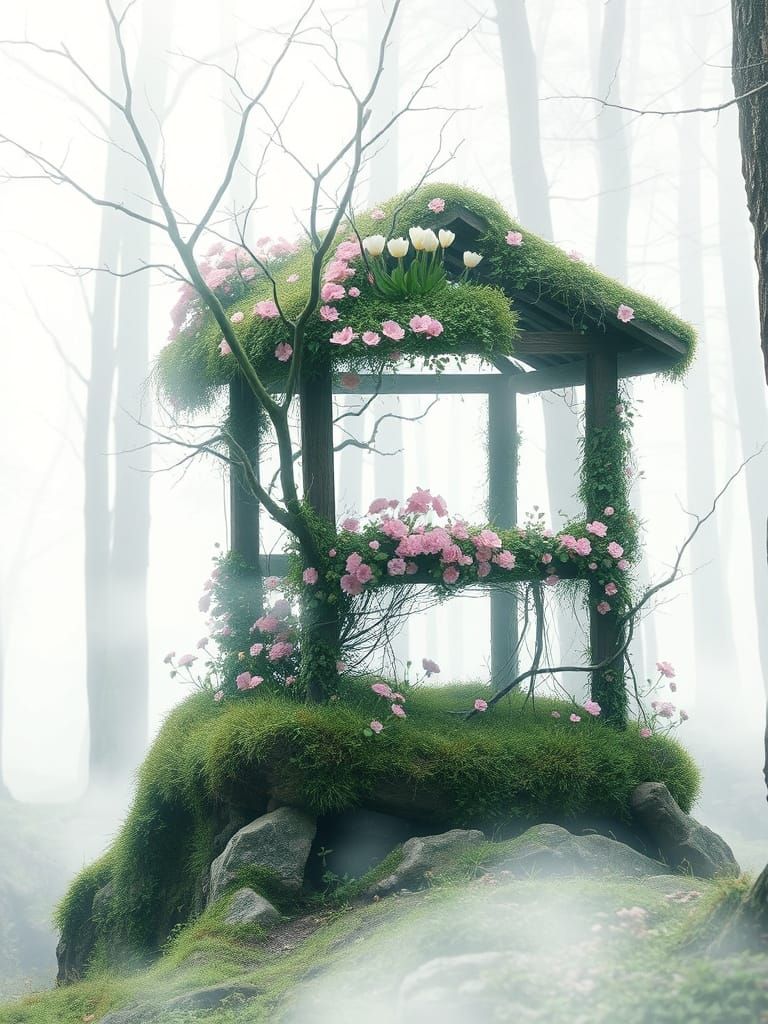 Ethereal Forest Dreamscape in Double Exposure Watercolor