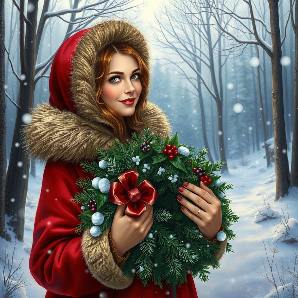 A Cozy Winter Scene in Whimsical Realism