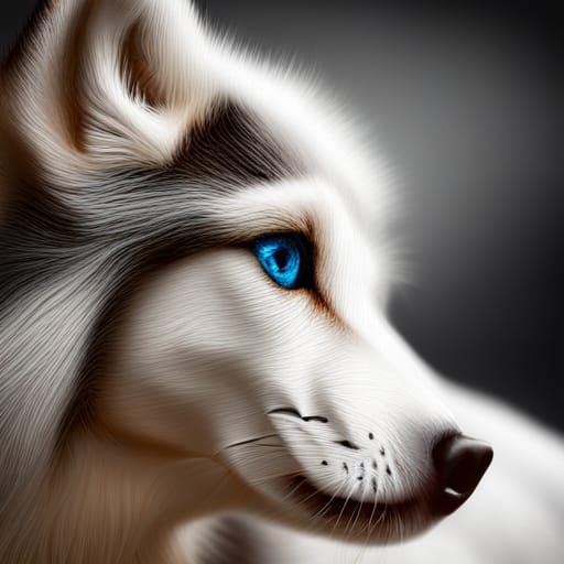 Hyperrealistic Siberian Husky Portrait in HDR