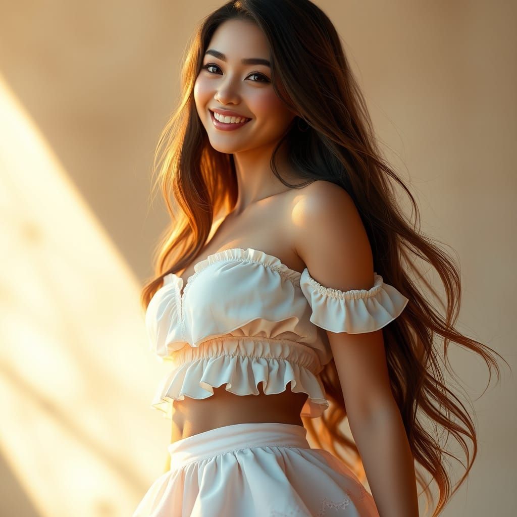 Enchanting Woman in Pastel Hues, Ethereal Glow