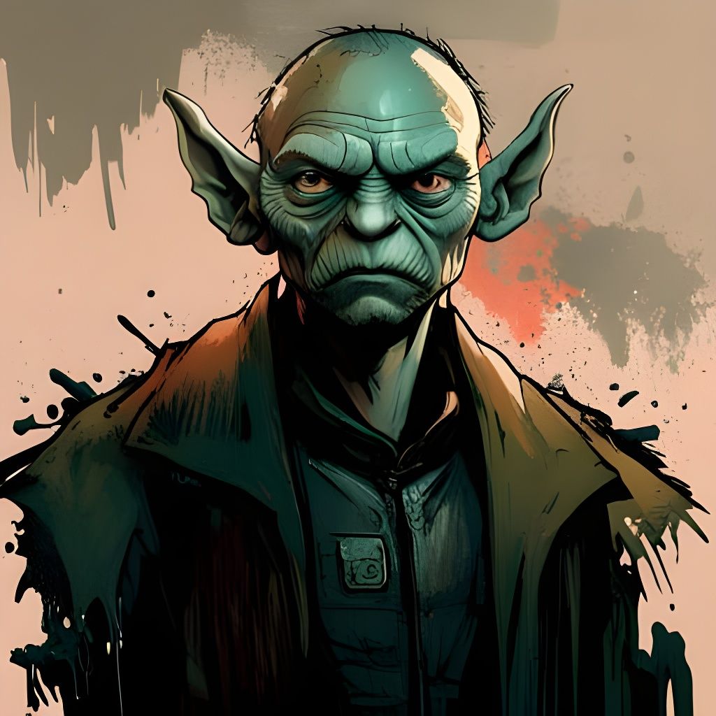 Goblin Army Leader Portrait in Gloomy Colors