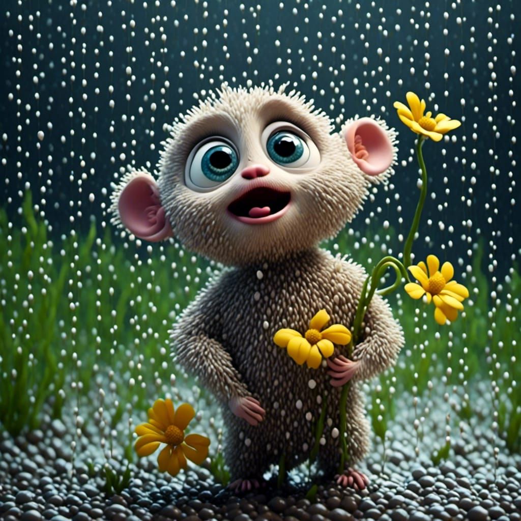 Claymation Figure Singing in the Rain