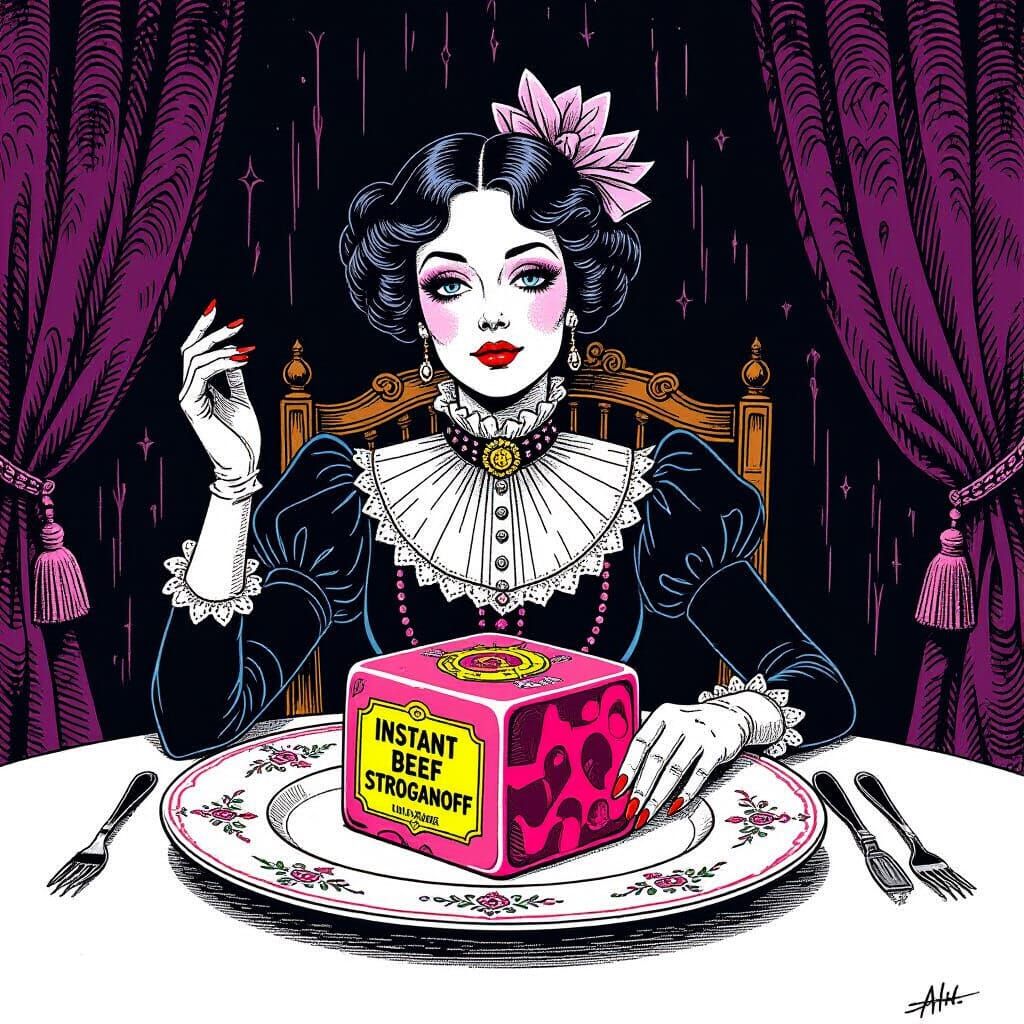 Sci-Fi Woman and Instant Stroganoff in Victorian Macabre Sty...