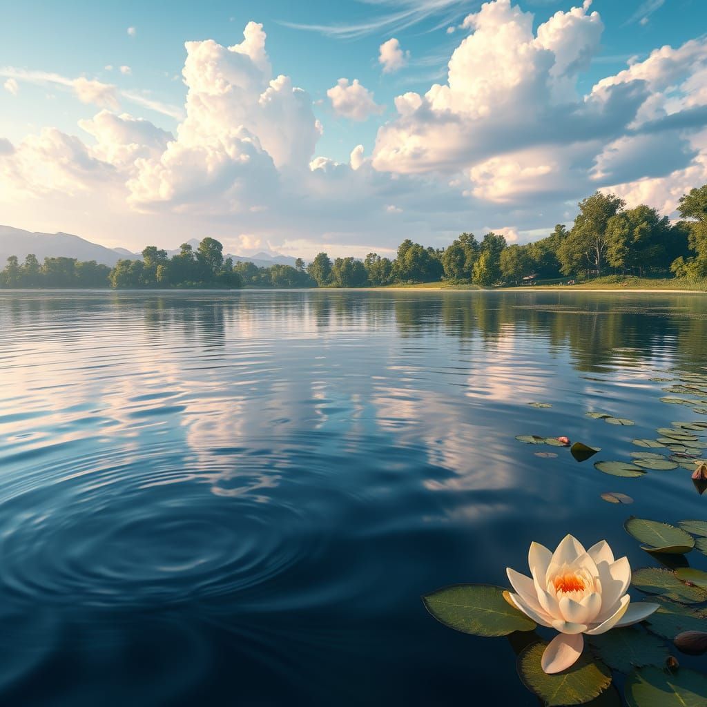 Surreal Lake Landscape in Vibrant Colors