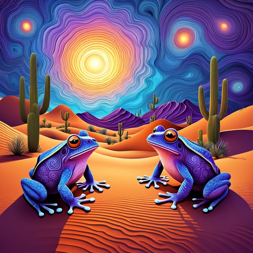 Purple Frogs Roam Desert Galaxy in Fractal Design