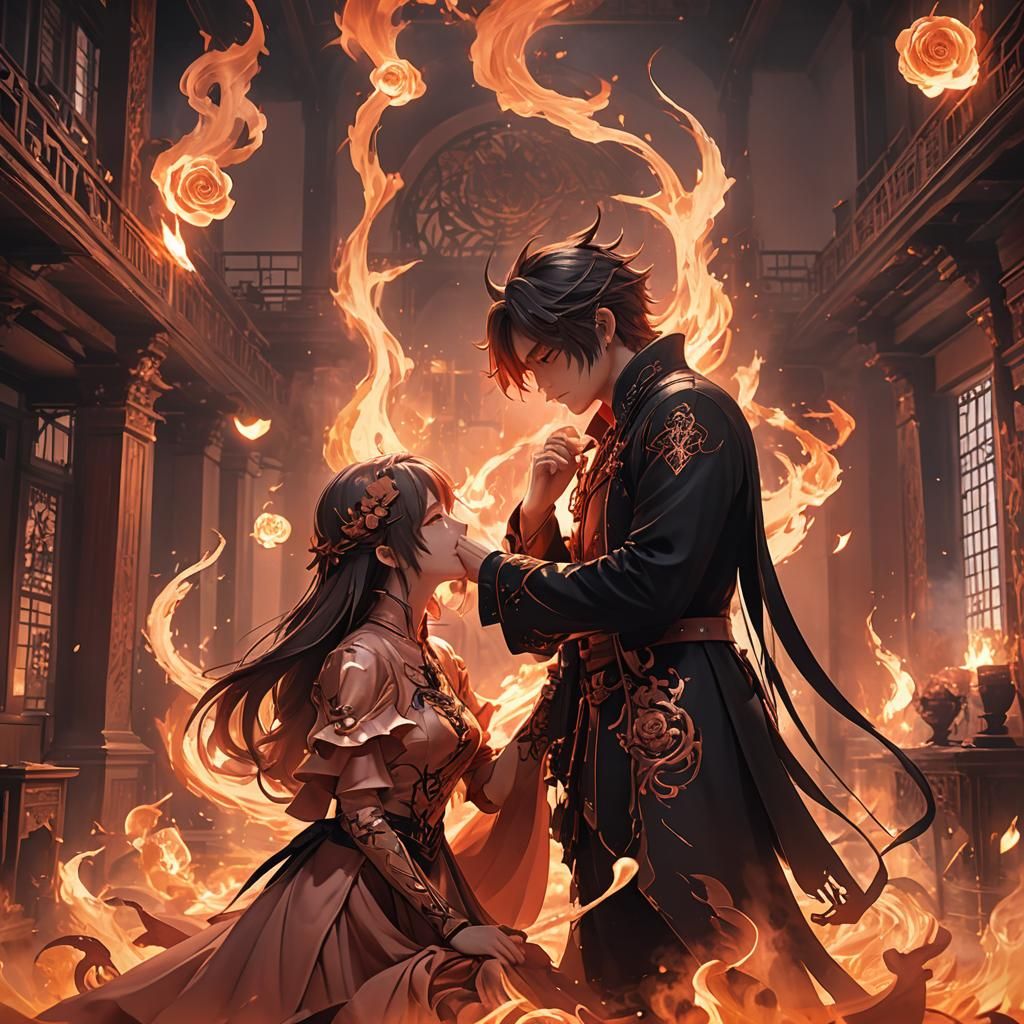 Anime Love in Hell: Fantasy 3D Art