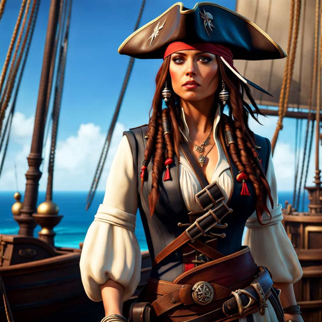Female Jack Sparrow Pirate Concept Art