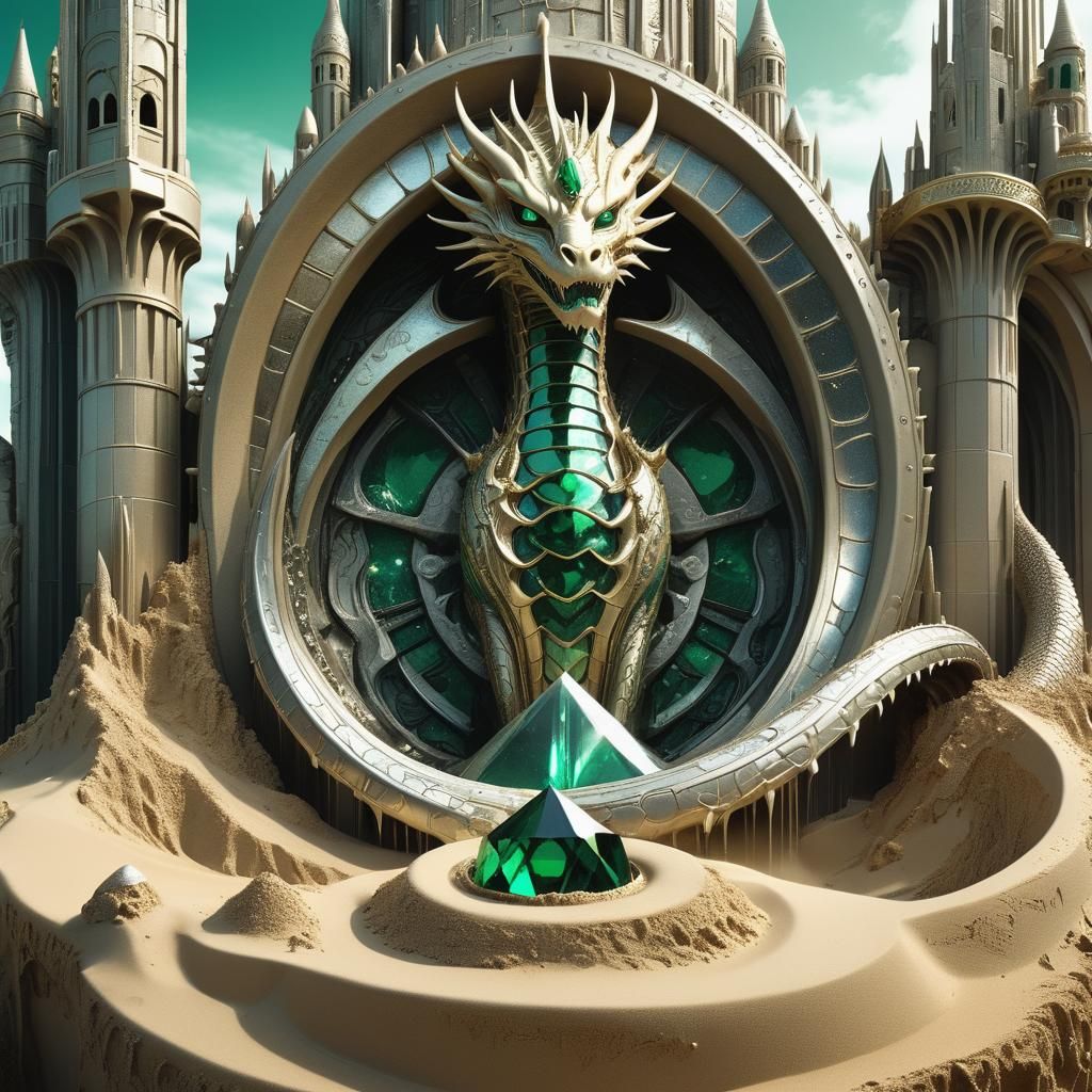 Emerald Dragon Sieges Gilded Art Deco Sandcastle