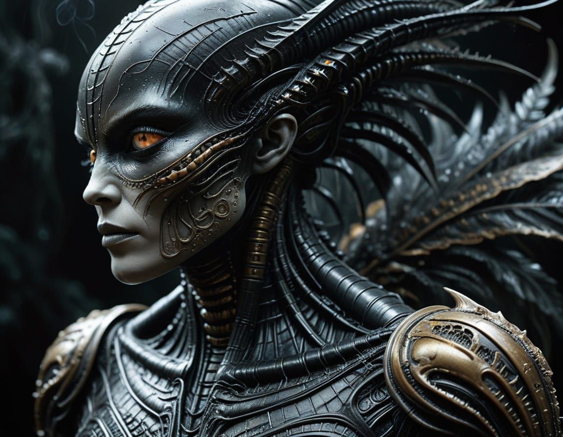 Two-Headed Creature in Giger-esque Surrealism