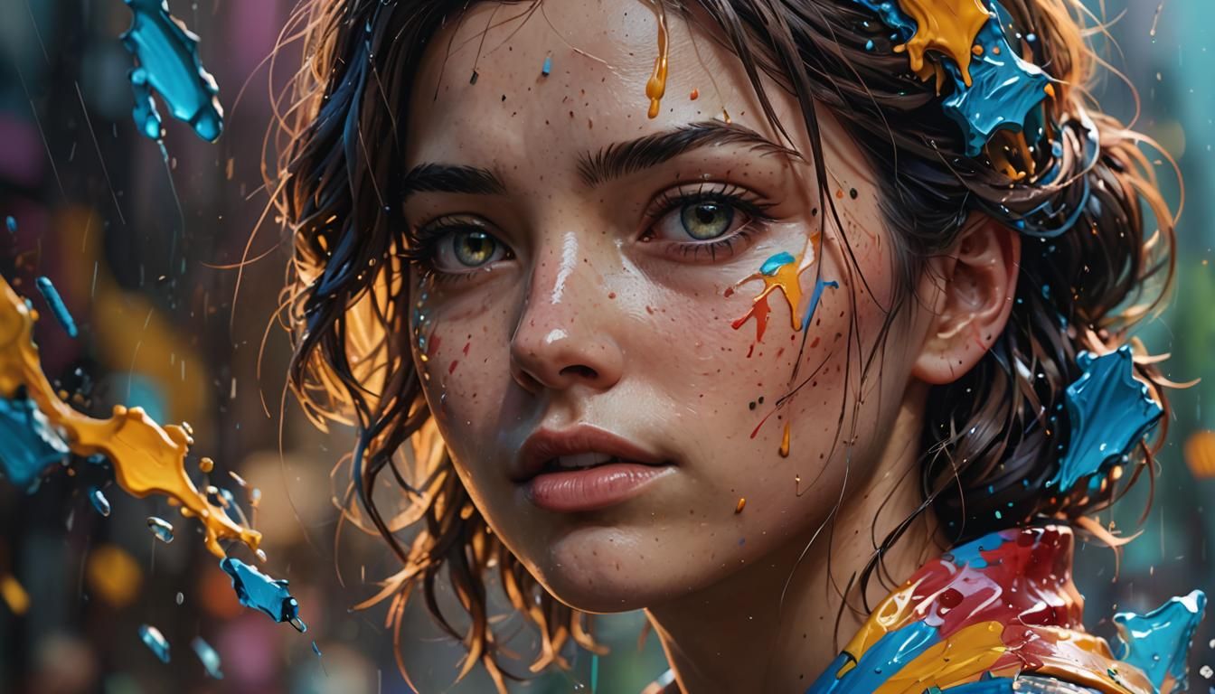 Hyperrealistic Portrait in Splash Art Style