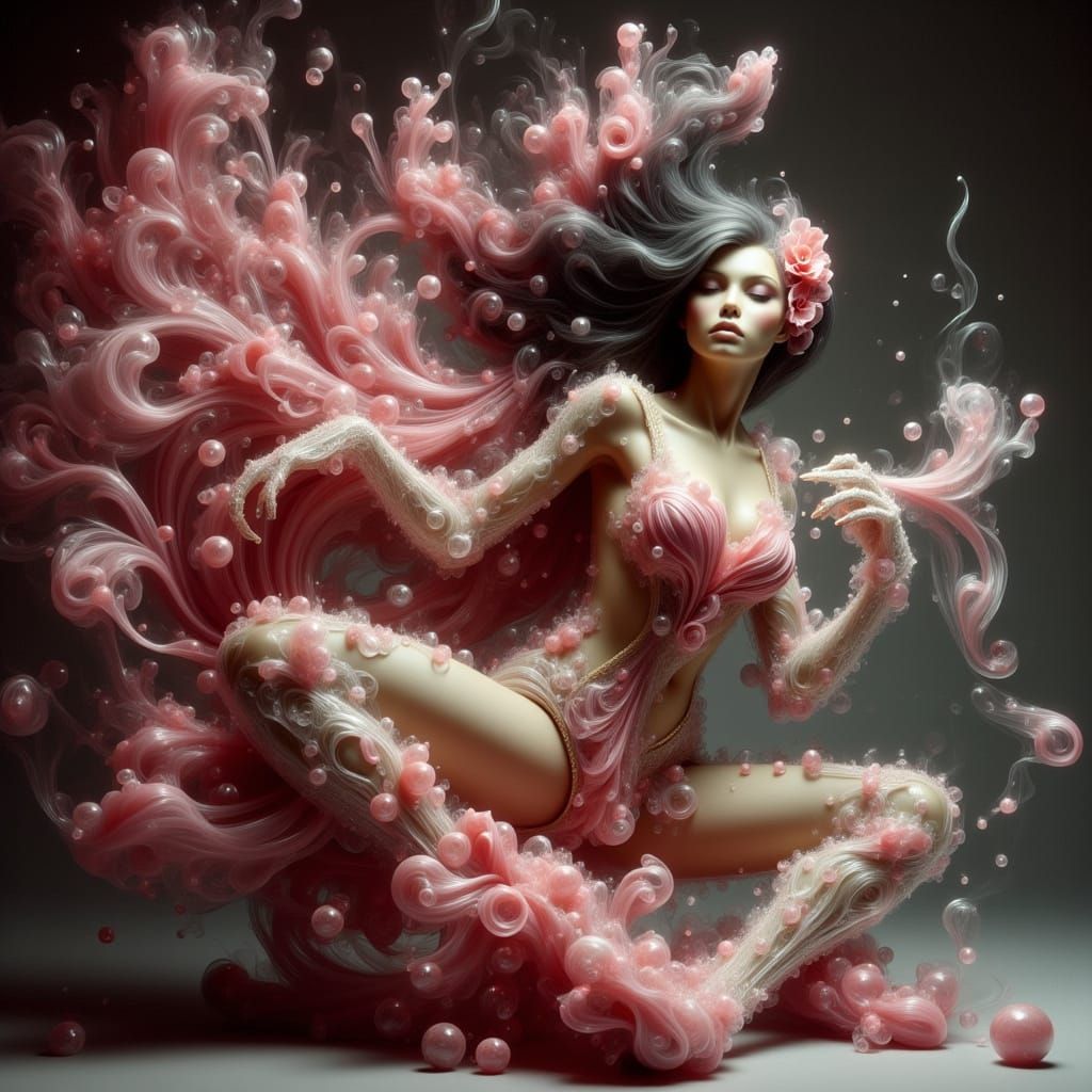 Provocative Pin-Up Woman in Frilly Attire