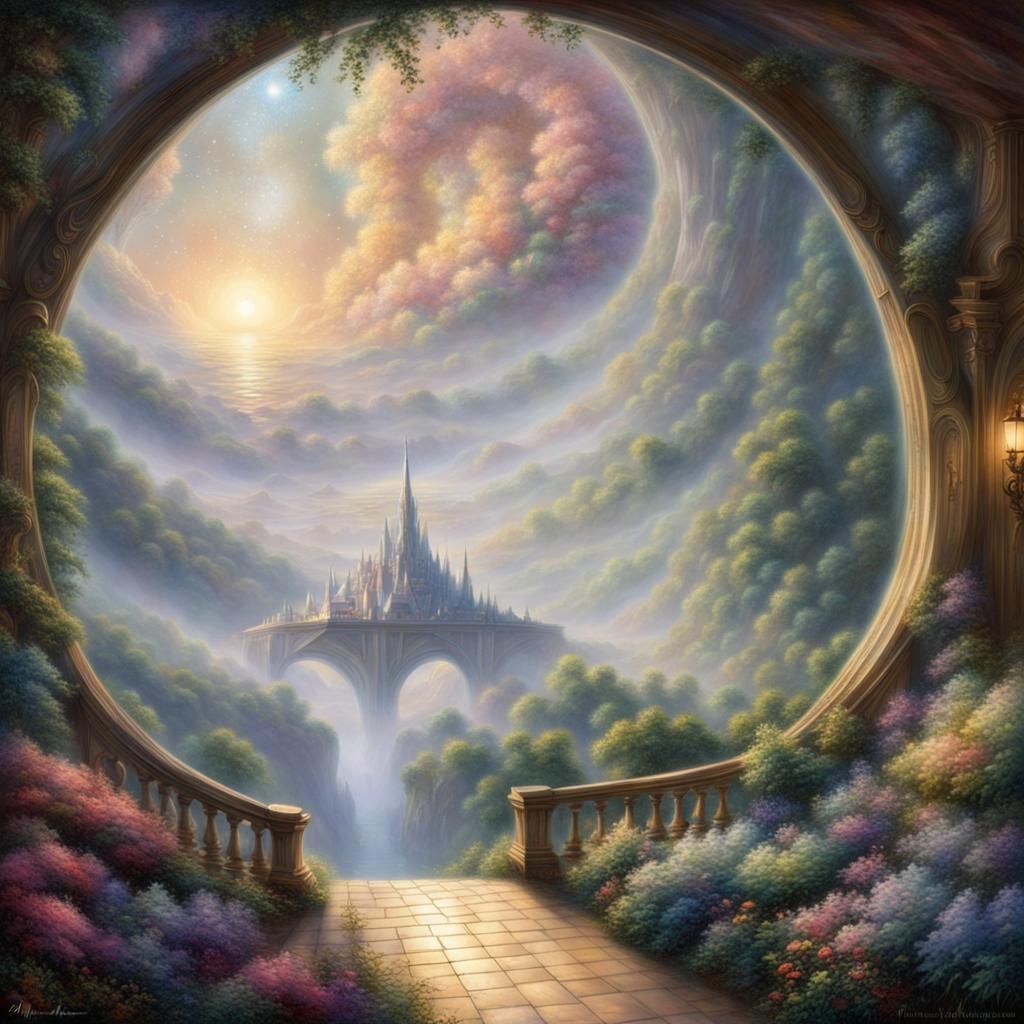 Hyperspace Tunnel View of Earth in Ethereal Style