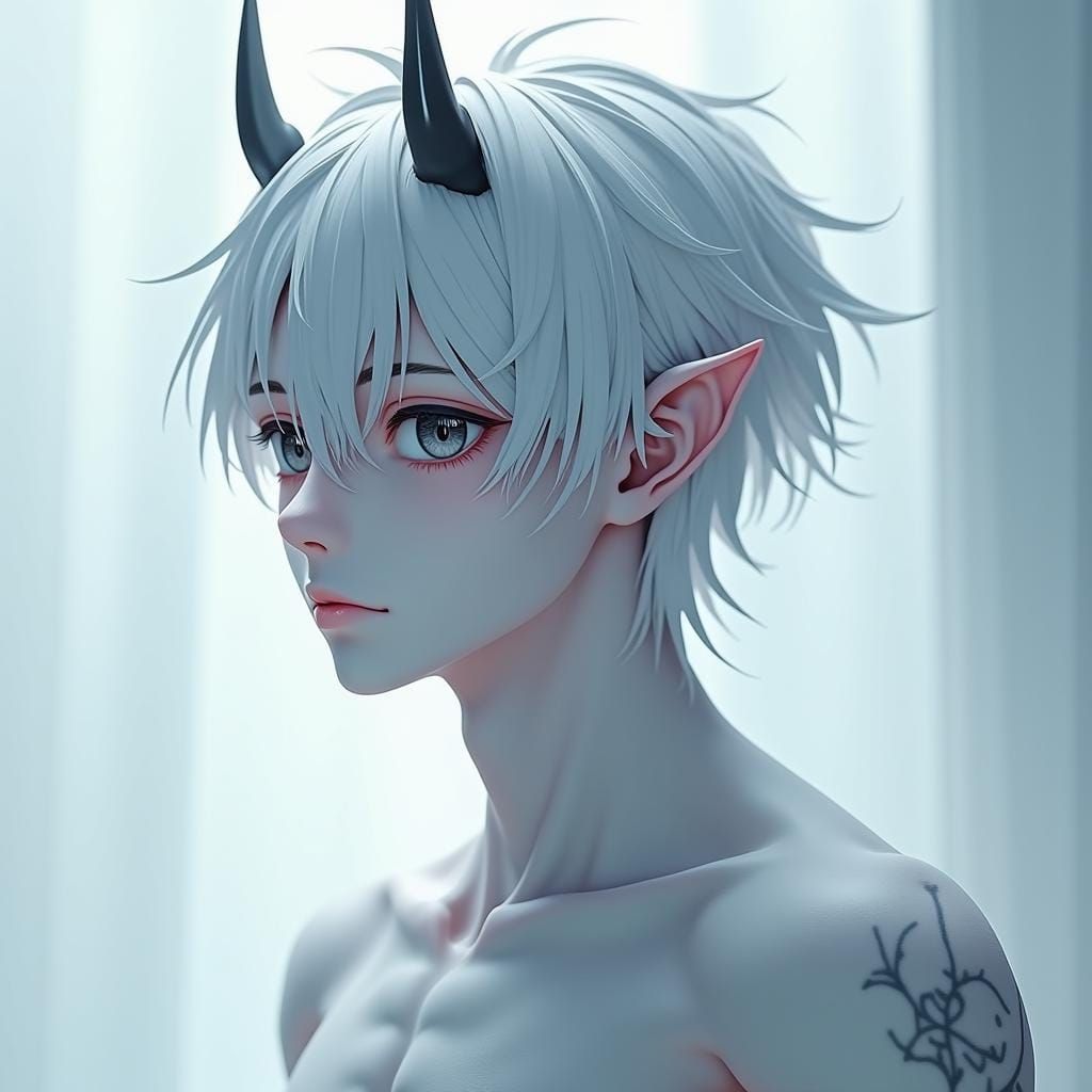 Anime Style Wight Demon with Platinum Hair