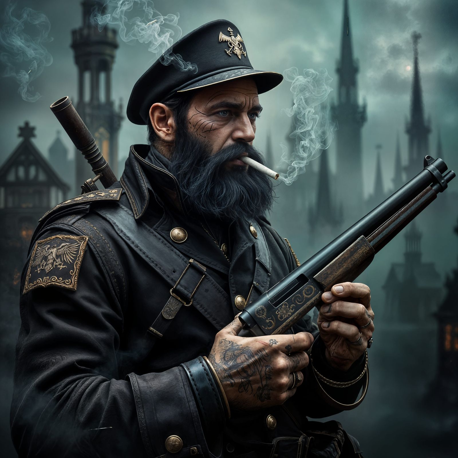 Dark Fantasy Captain in Victorian Era attire