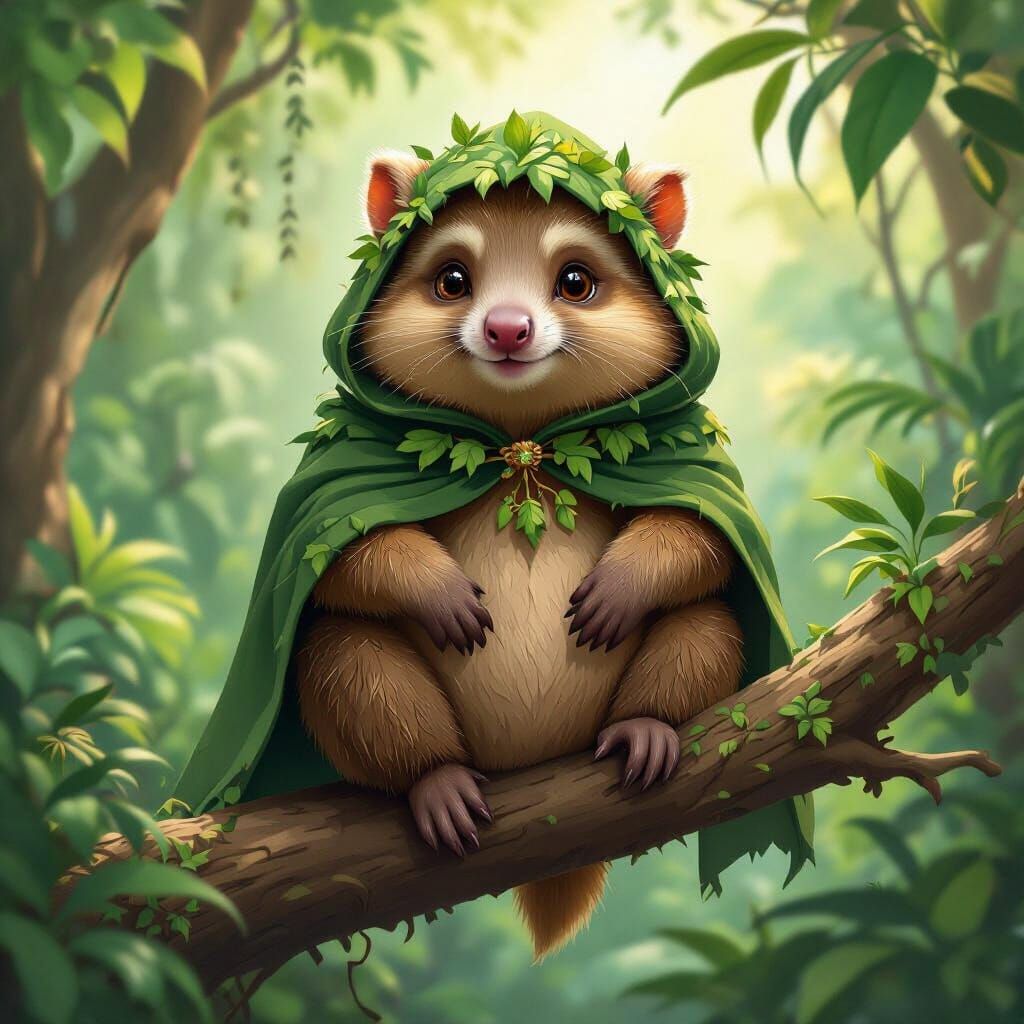 Quokka-Proboscis Monkey in Jungle, Illustration Style