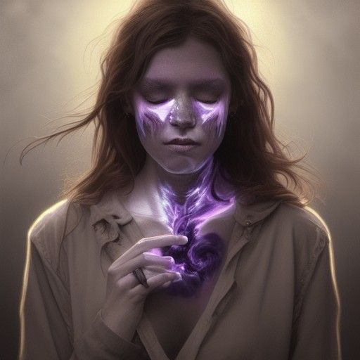 Cracked Porcelain Girl Portrait in Cosmic Style