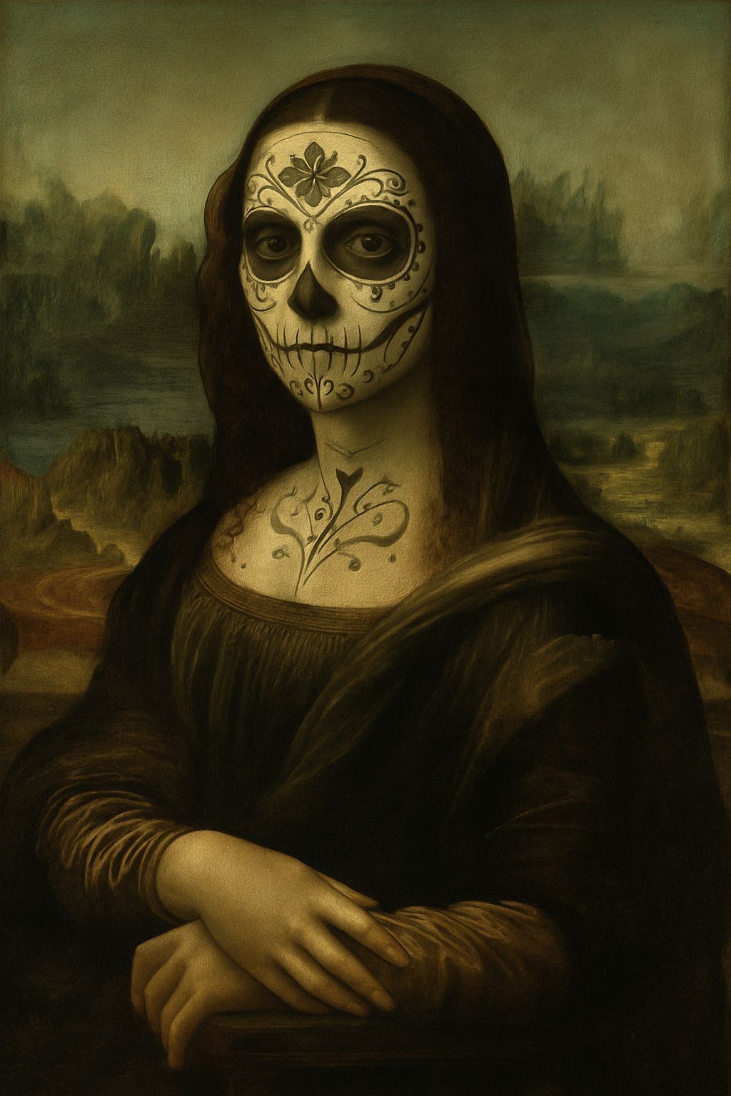 Day of the Dead Mona Lisa Portrait