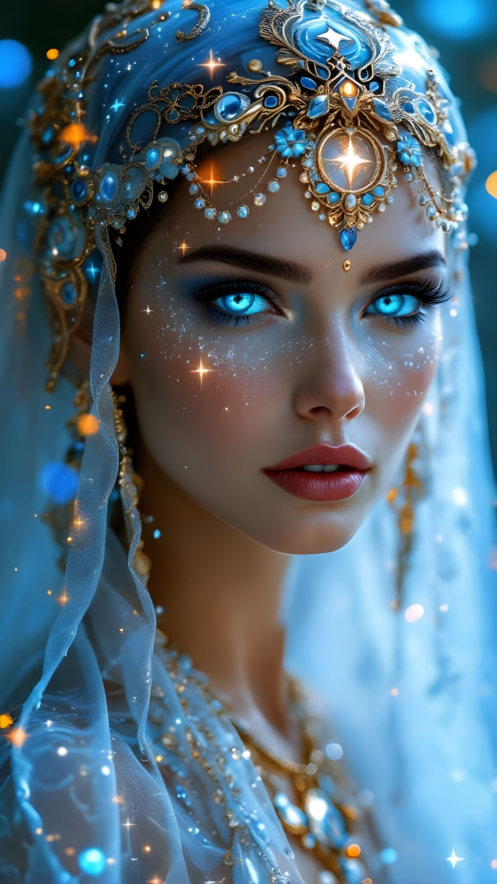 Enigmatic Oracle in Futuristic Cosmic Art