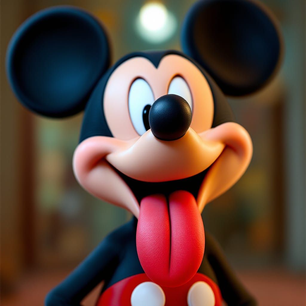 Mickey Mouse Tongue Out: Cartoon CGI Portrait