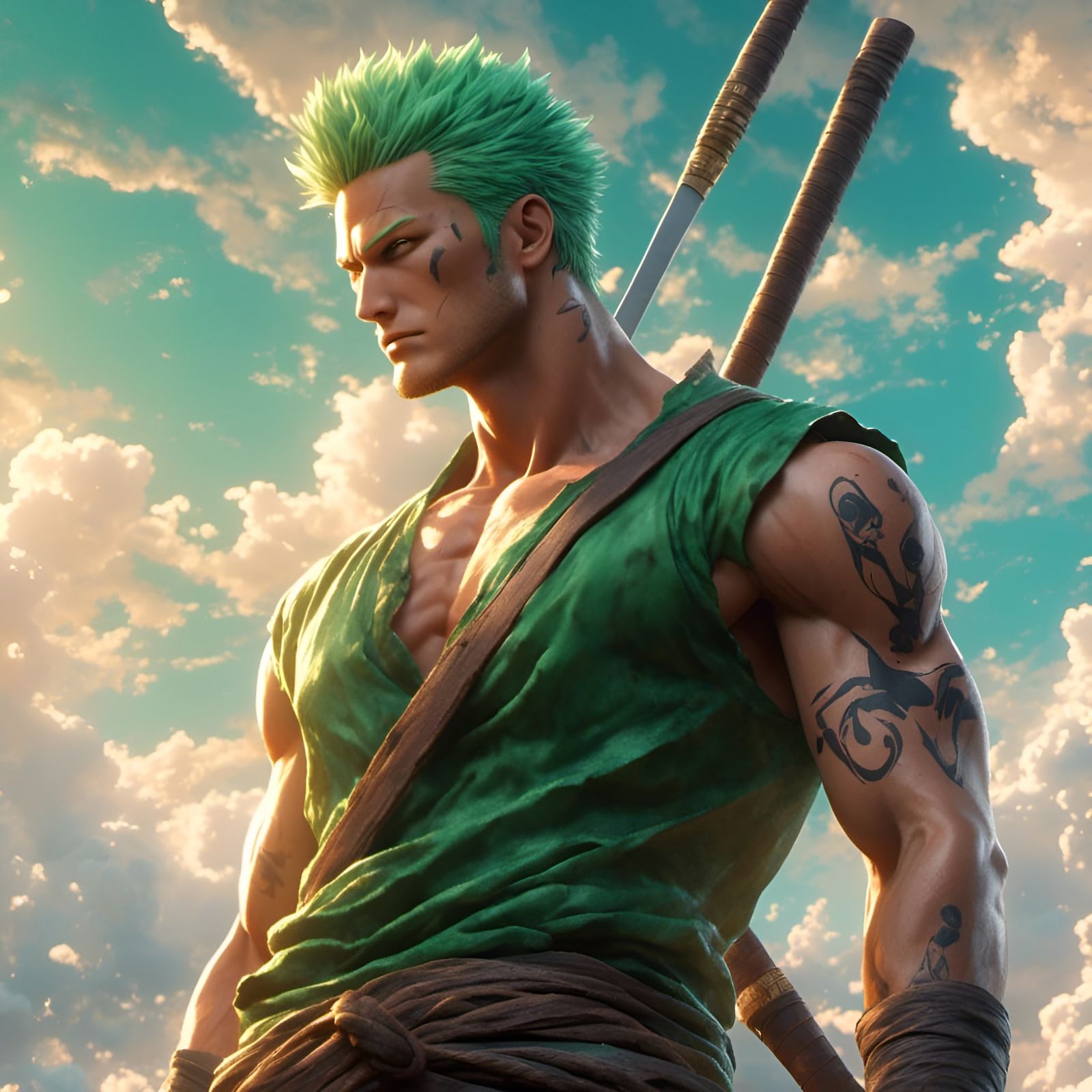 Pastel Anime Illustration of Roronoa Zoro
