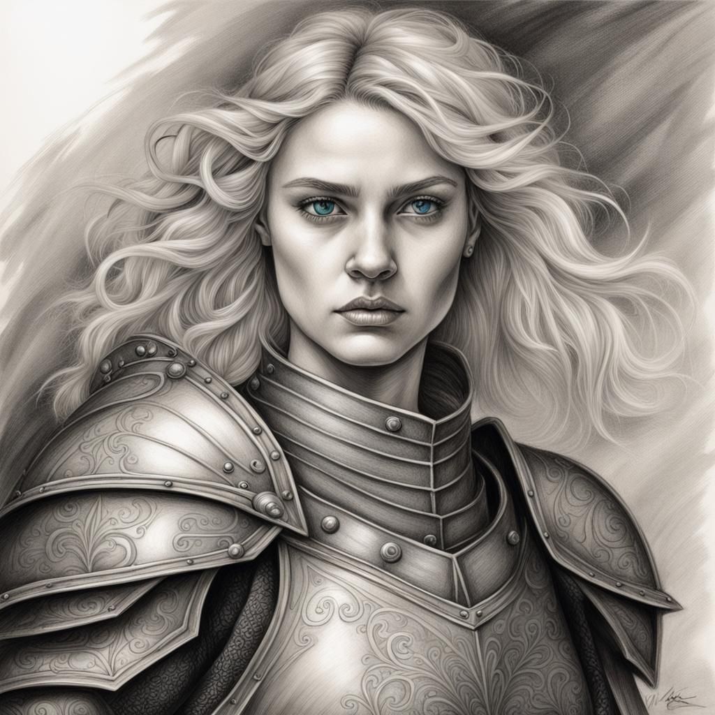 Blonde Knight with Teal Eyes in Burtonesque Style