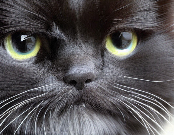 Elegant Refined Hyperrealistic Black Persian Cat Portrait