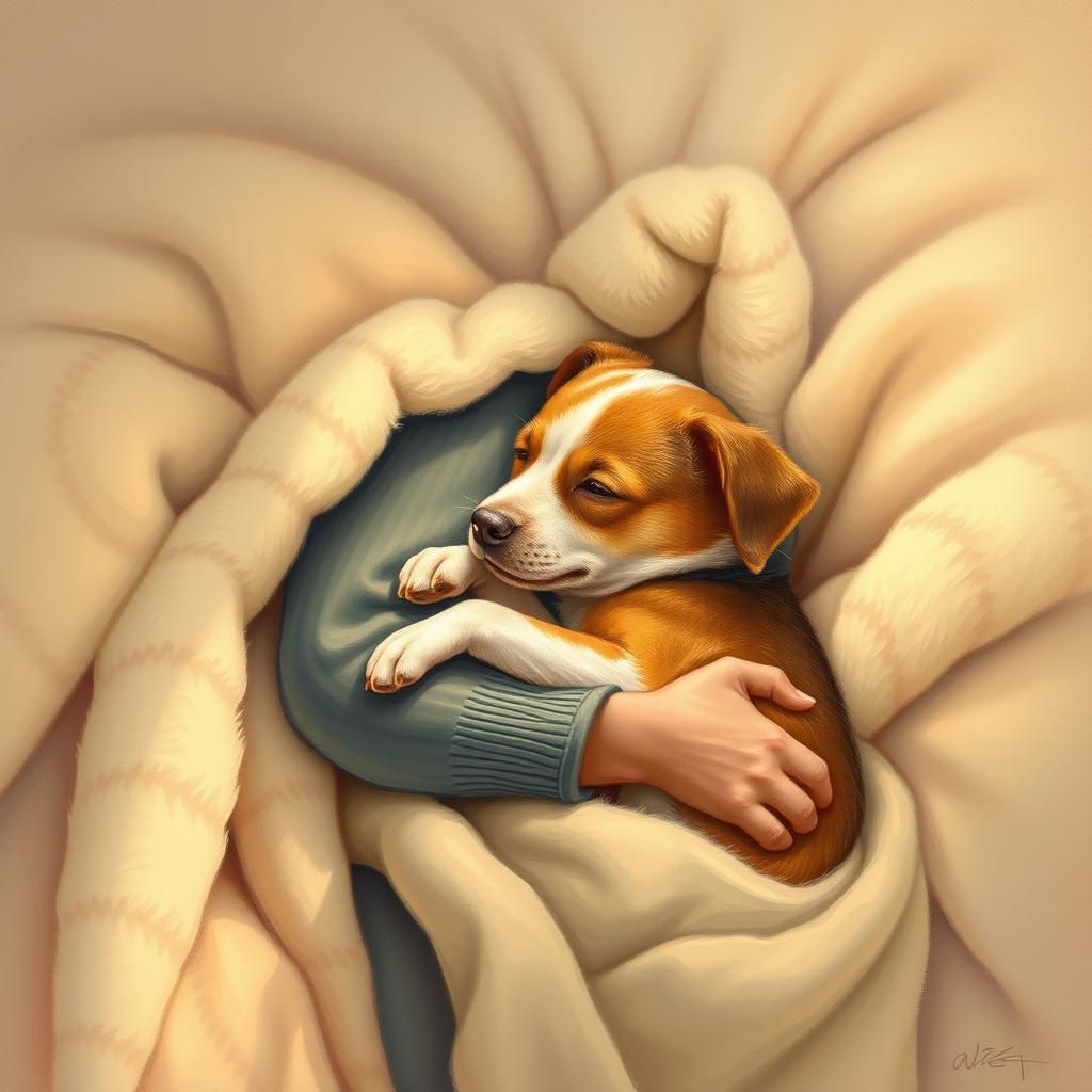 Cozy Dog Cuddle: A Heartwarming Scene