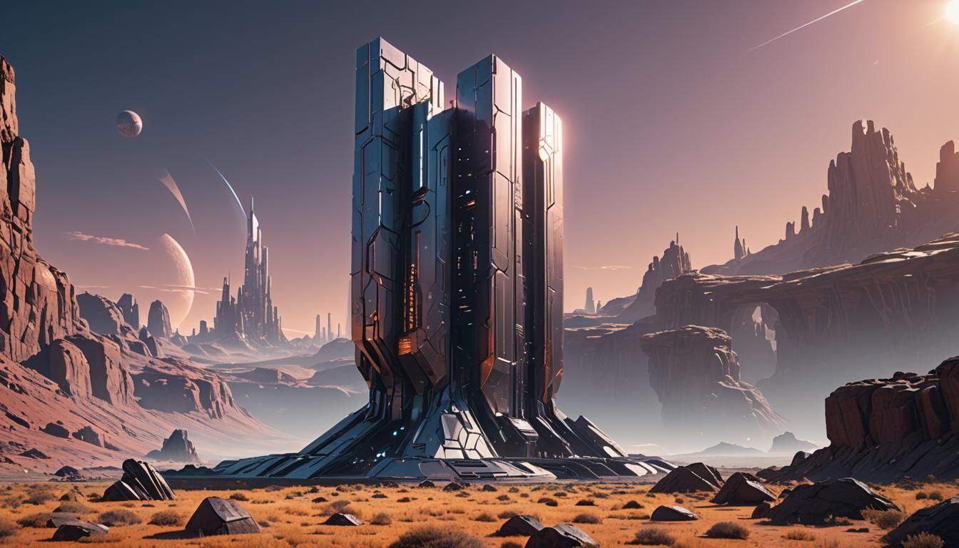 Futuristic Monolith in Sci-Fi 3D Rendering