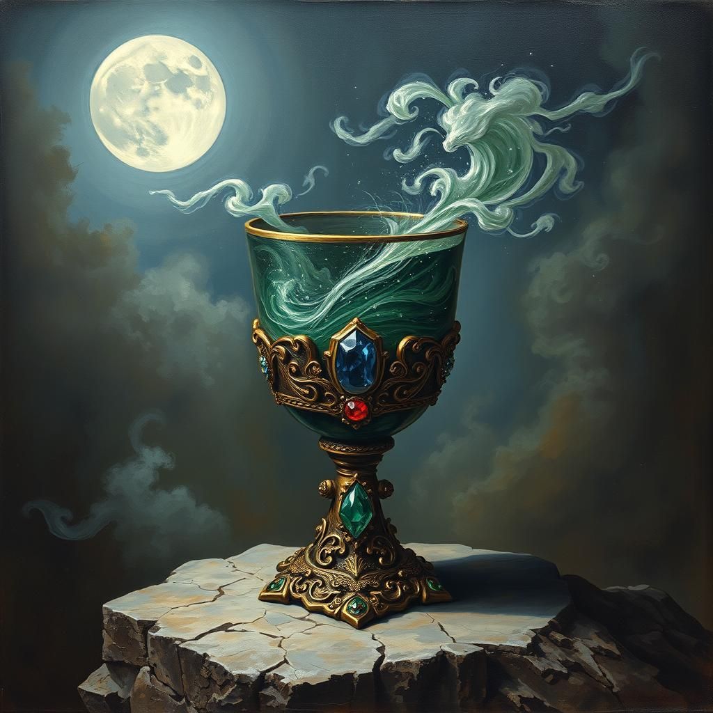Arcane Chalice with Stardust Potion: Oil Painting