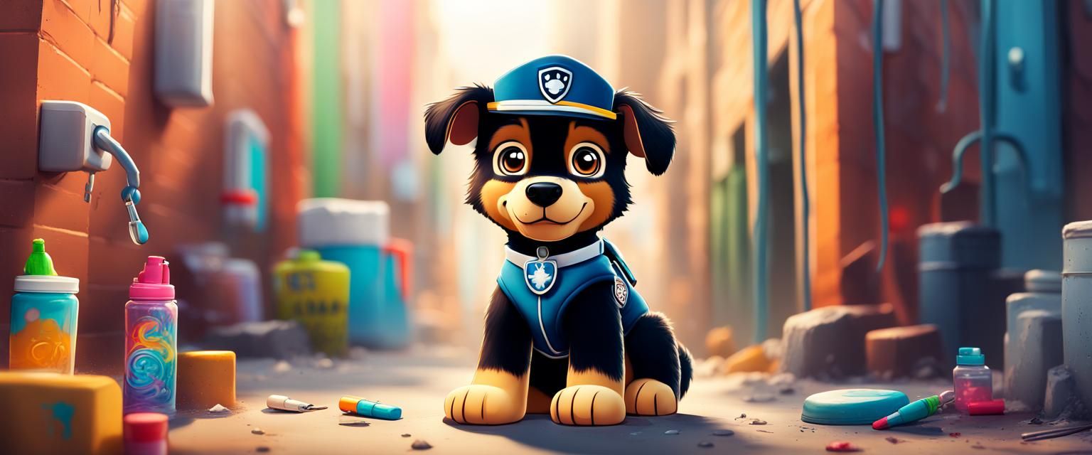 Doctor Dog in Paw Patrol Inspired Graffiti Art